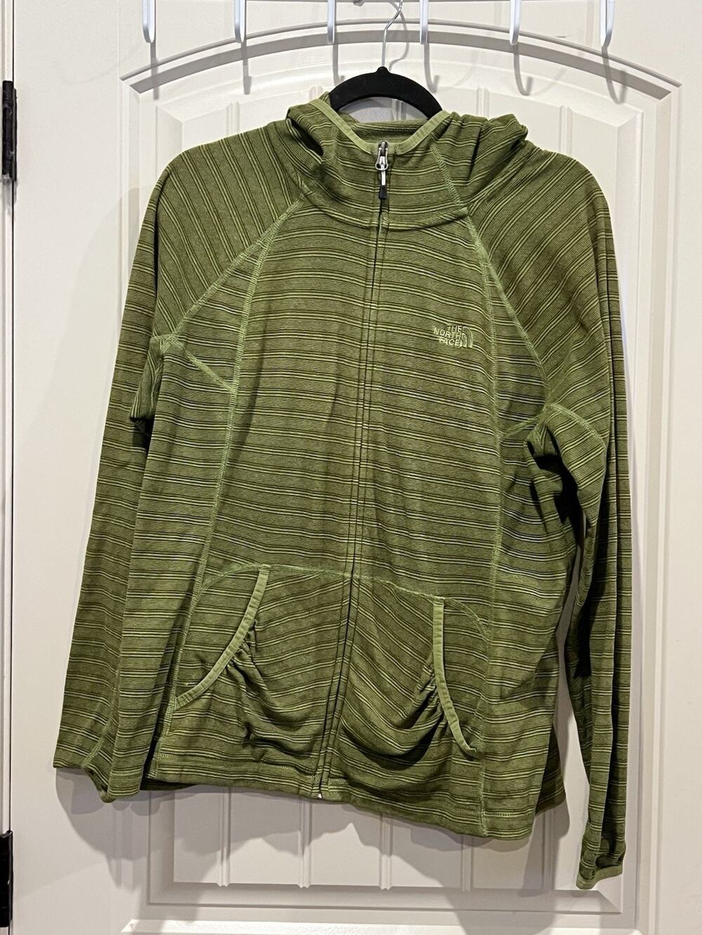 The North Face Women's XL Hoodie Jacket Polartec Thermal Pro Green Full Zip